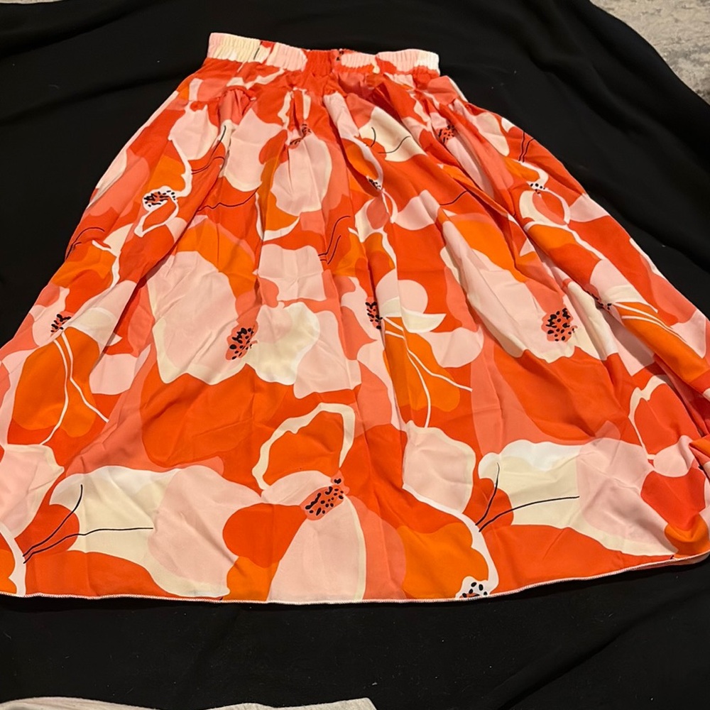 Marshalls Orange Cream A-Line Midi Skirt